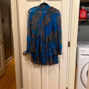 Free people blue high neck dress in size extra- small